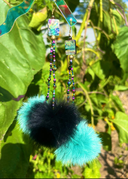 DOUBLE RABBIT FUR DROPS [BLUE]