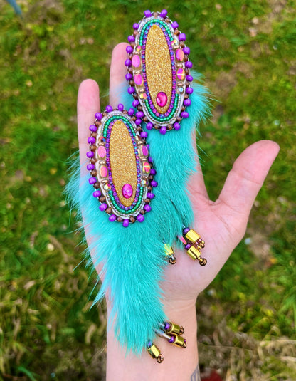 DETACHABLE TEAL RABBIT FUR STATEMENTS