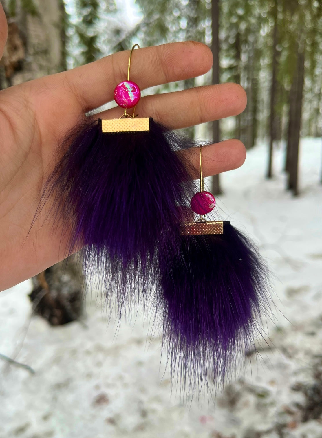 PURPLE FOX FUR PUFFS [SMALL]