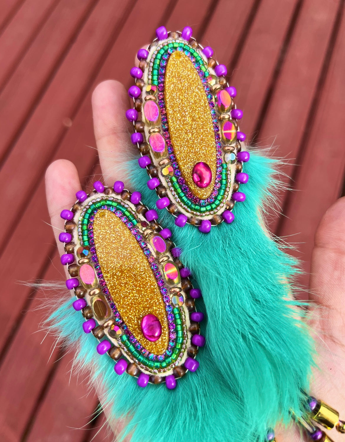 DETACHABLE TEAL RABBIT FUR STATEMENTS