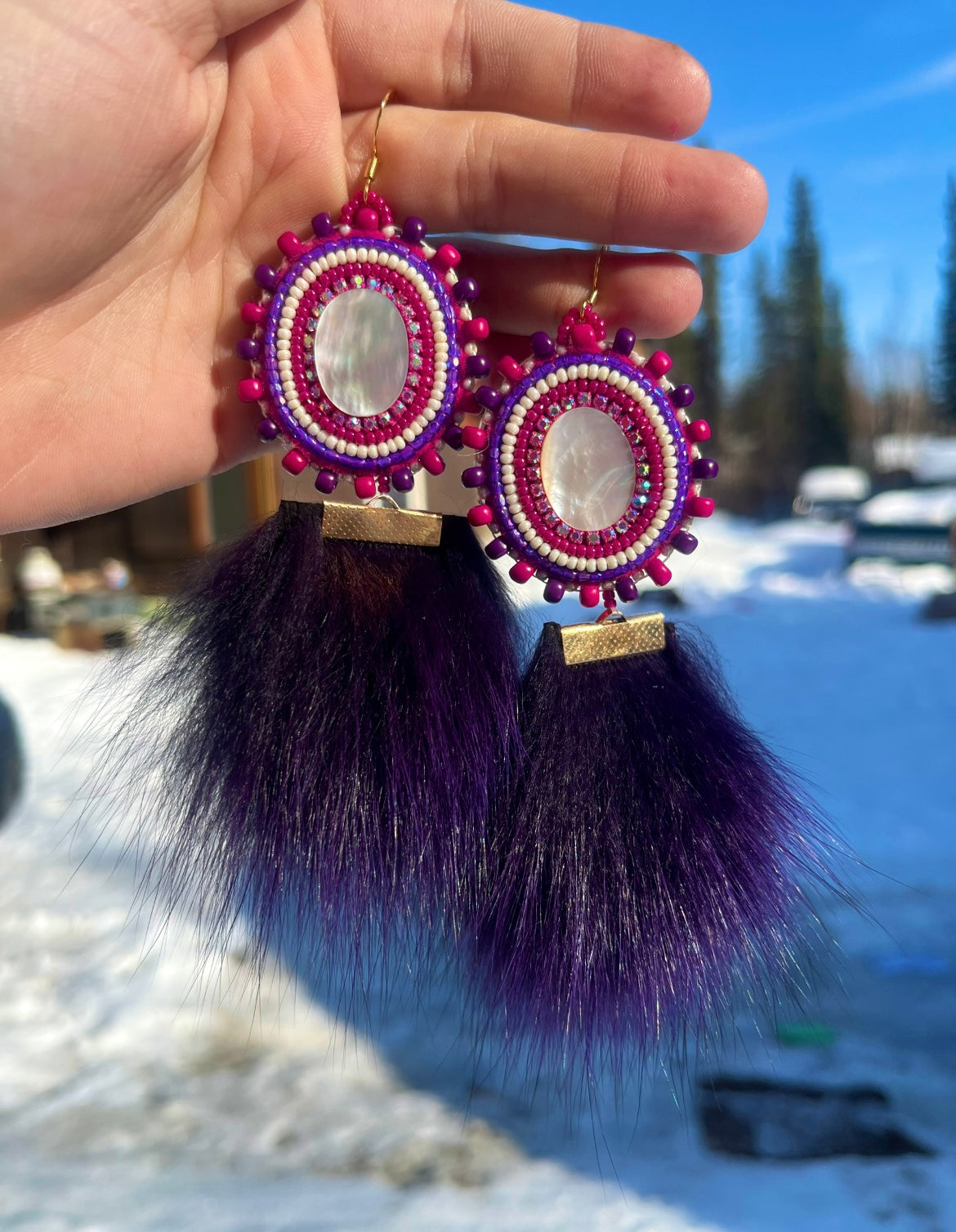 SHELLS, SALMON SKIN & PURPLE FOX FUR