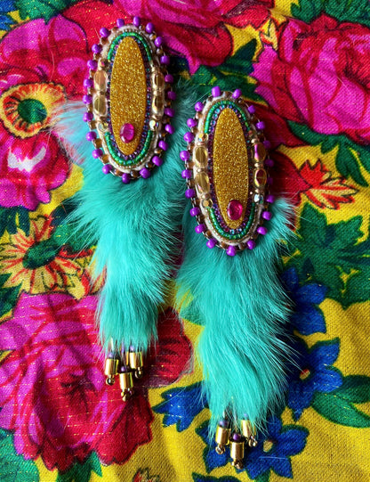 DETACHABLE TEAL RABBIT FUR STATEMENTS