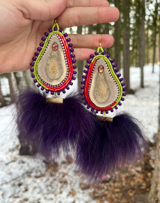 CARIBOU, SHELL, DYED FOX & SALMON SKIN