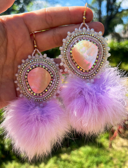 LAVENDER RABBIT FUR PUFFS + SHELL