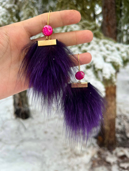 PURPLE FOX FUR PUFFS [SMALL]