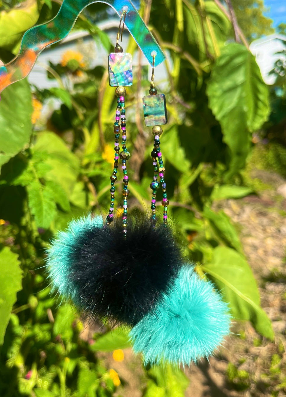 DOUBLE RABBIT FUR DROPS [BLUE]