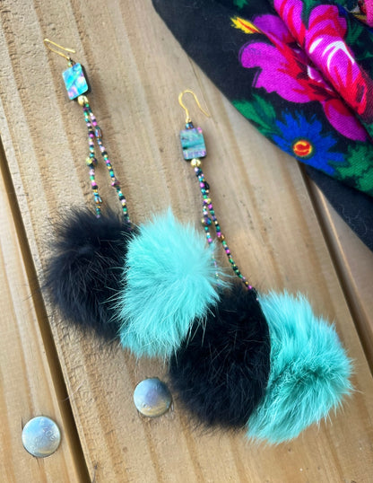 DOUBLE RABBIT FUR DROPS [BLUE]