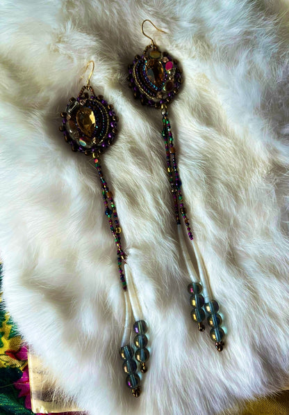 BEADSOUP AND DENTALIUM DROPS WITH SALMON SKIN BACKING