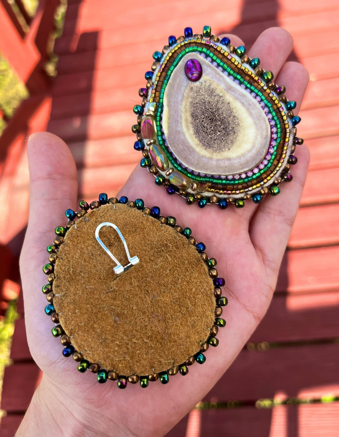 CARIBOU ANTLER SLICE STATEMENTS WITH SHELLS