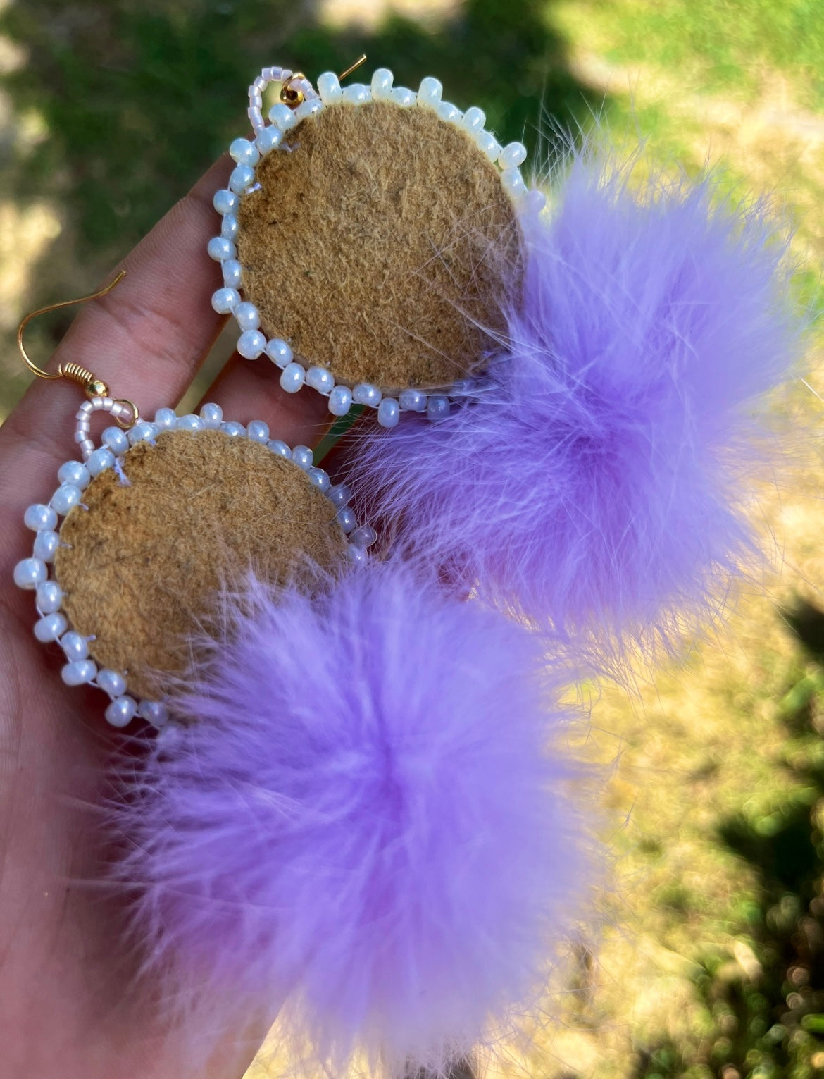 LAVENDER RABBIT FUR PUFFS + SHELL