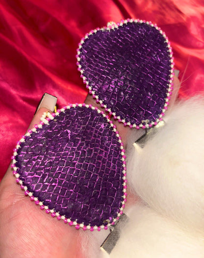 fox + salmon skin backed hearts