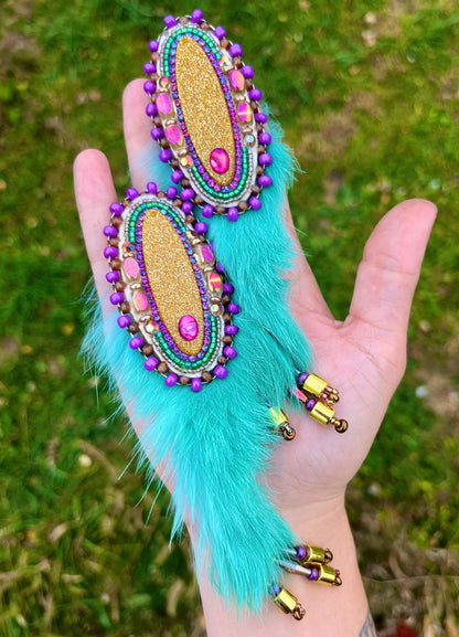 DETACHABLE TEAL RABBIT FUR STATEMENTS