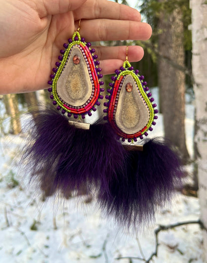 CARIBOU, SHELL, DYED FOX & SALMON SKIN