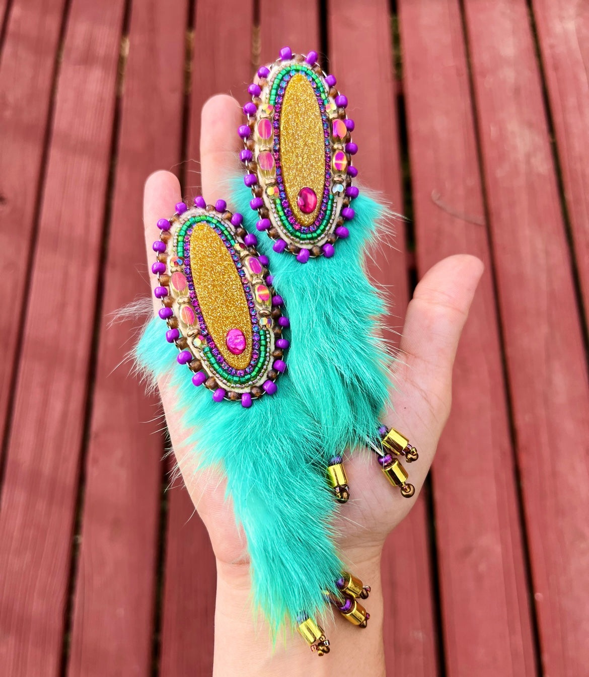 DETACHABLE TEAL RABBIT FUR STATEMENTS