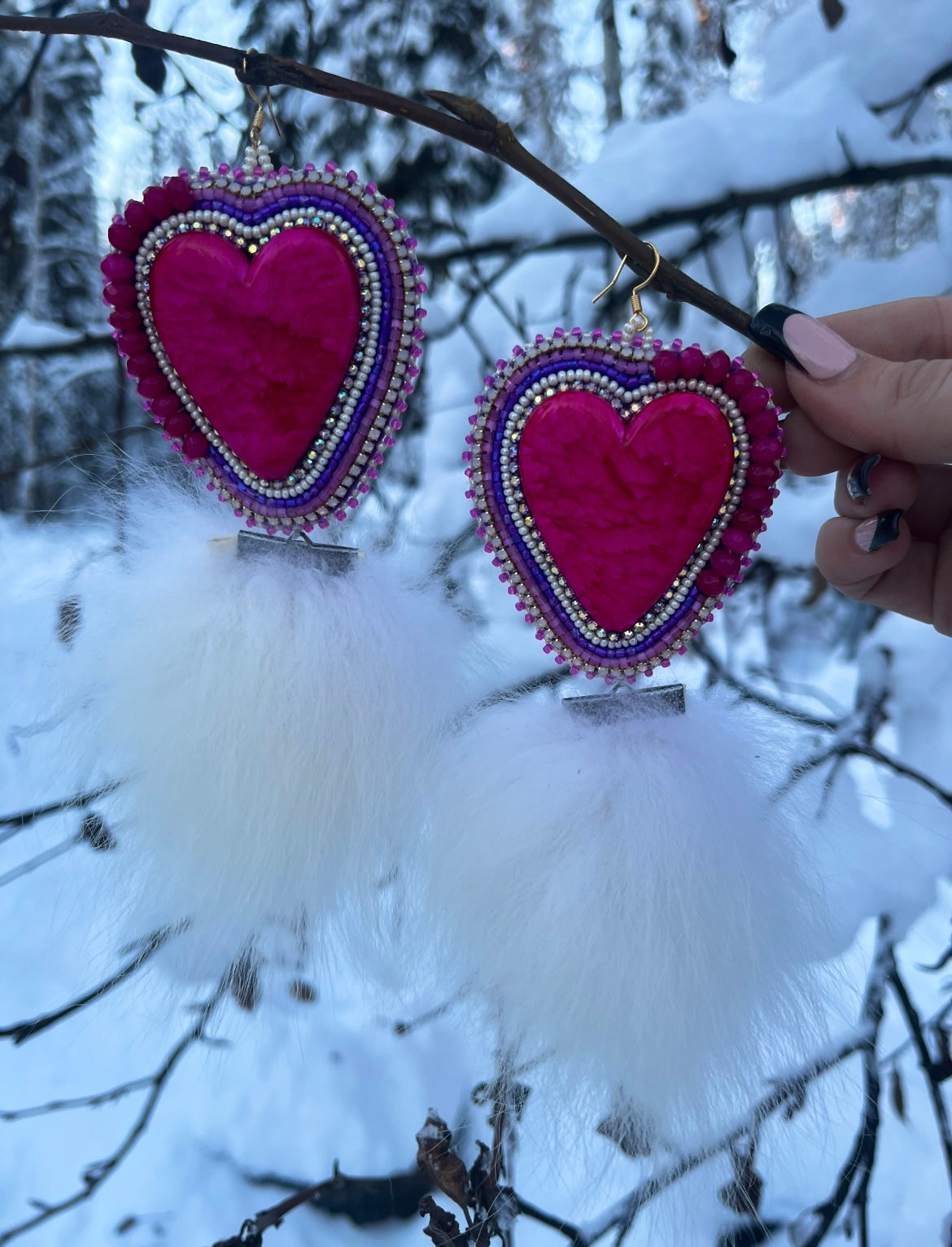 fox + salmon skin backed hearts