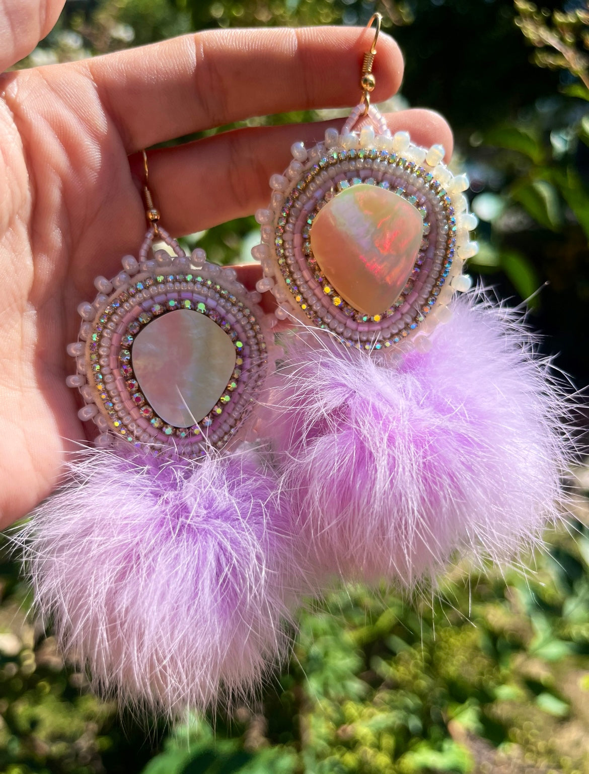 LAVENDER RABBIT FUR PUFFS + SHELL