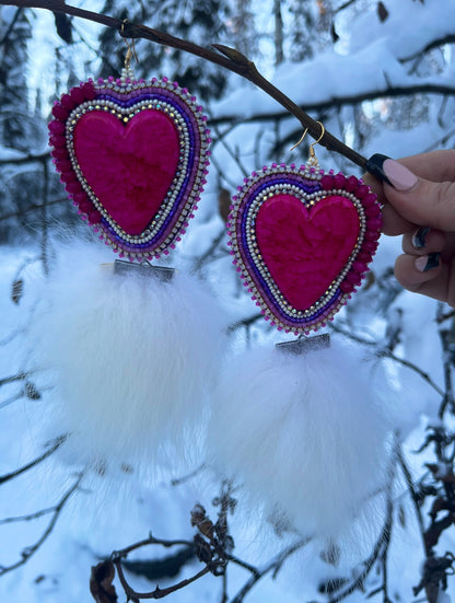 fox + salmon skin backed hearts
