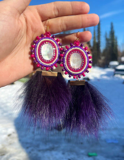 SHELLS, SALMON SKIN & PURPLE FOX FUR